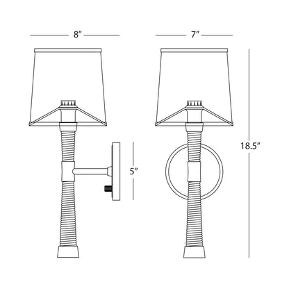 Hatteras Wall Light - line drawing.