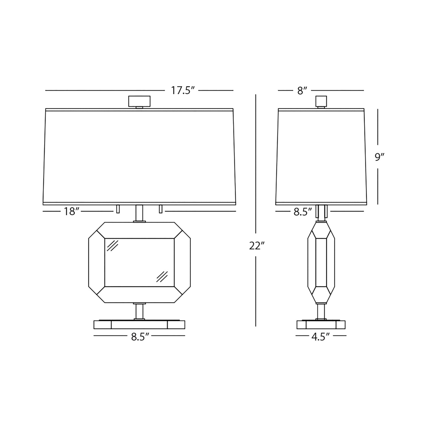 Jacqueline Table Lamp - line drawing.