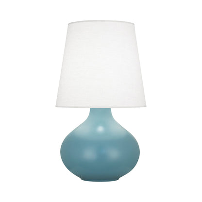 June Table Lamp in Matte Steal Blue/Oyster Linen (Large).