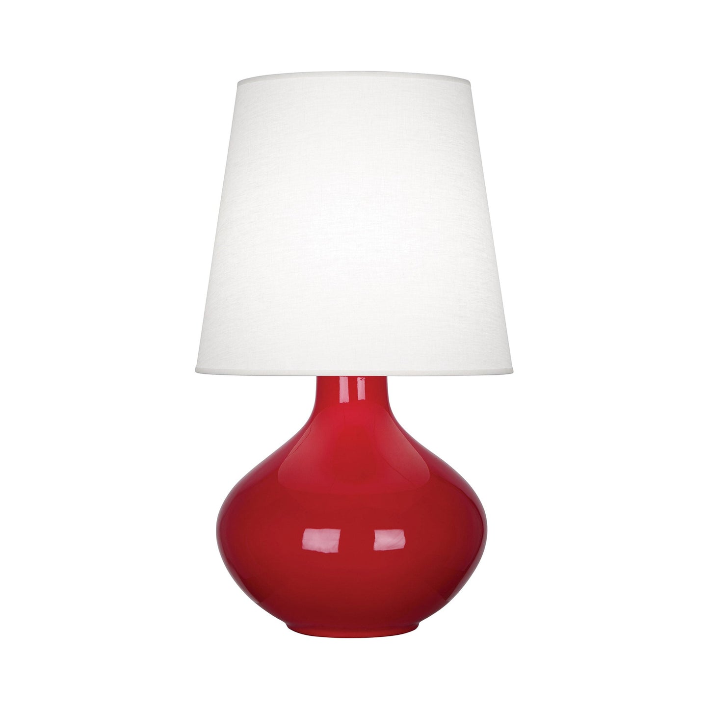 June Table Lamp in Ruby Red/Oyster Linen (Large).