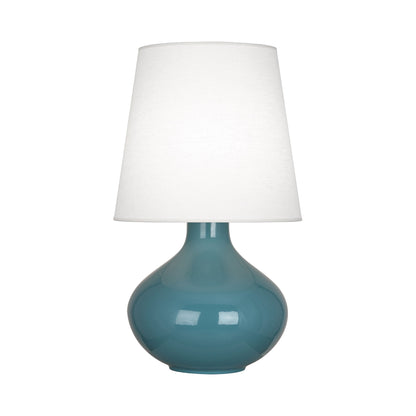 June Table Lamp in Steal Blue/Oyster Linen (Large).