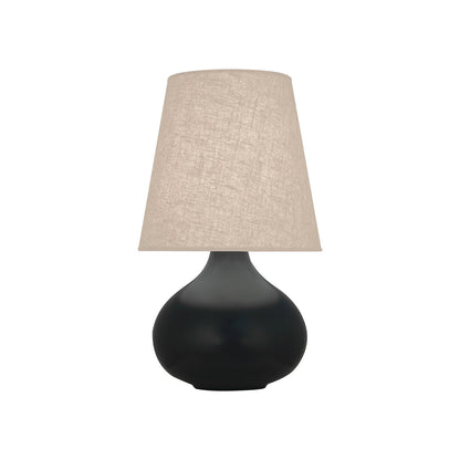 June Table Lamp in Matte Obsidian/Buff Linen (Small).