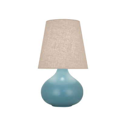 June Table Lamp in Matte Steal Blue/Buff Linen (Small).