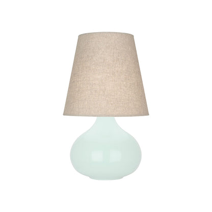 June Table Lamp in Mint/Buff Linen (Small).