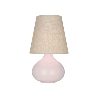 June Table Lamp in Rose Water/Buff Linen (Small).