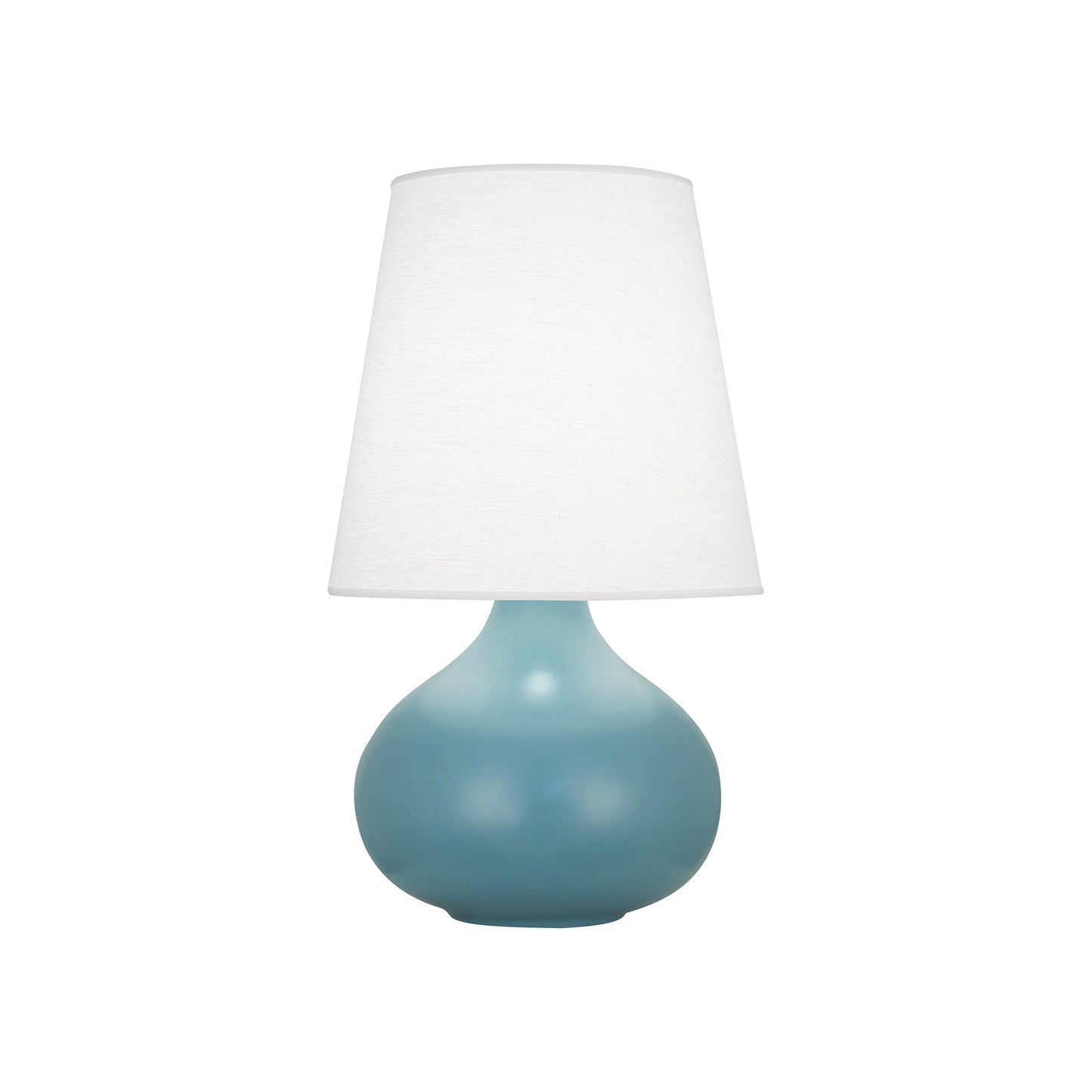 June Table Lamp in Matte Steal Blue/Oyster Linen (Small).