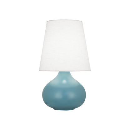 June Table Lamp in Matte Steal Blue/Oyster Linen (Small).