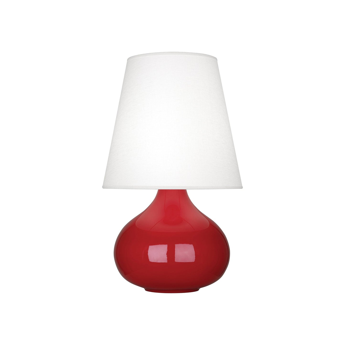 June Table Lamp in Ruby Red/Oyster Linen (Small).