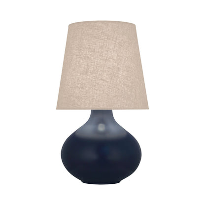June Table Lamp in Matte Midnight Blue /Buff Linen (Large).