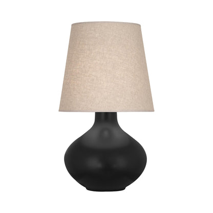 June Table Lamp in Matte Obsidian/Buff Linen (Large).