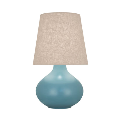 June Table Lamp in Matte Steal Blue/Buff Linen (Large).