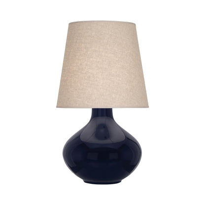 June Table Lamp in Midnight Blue/Buff Linen (Large).