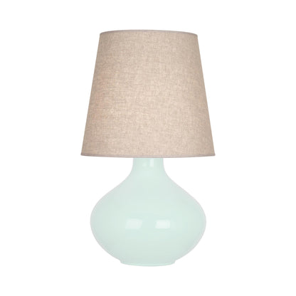 June Table Lamp in Mint/Buff Linen (Large).