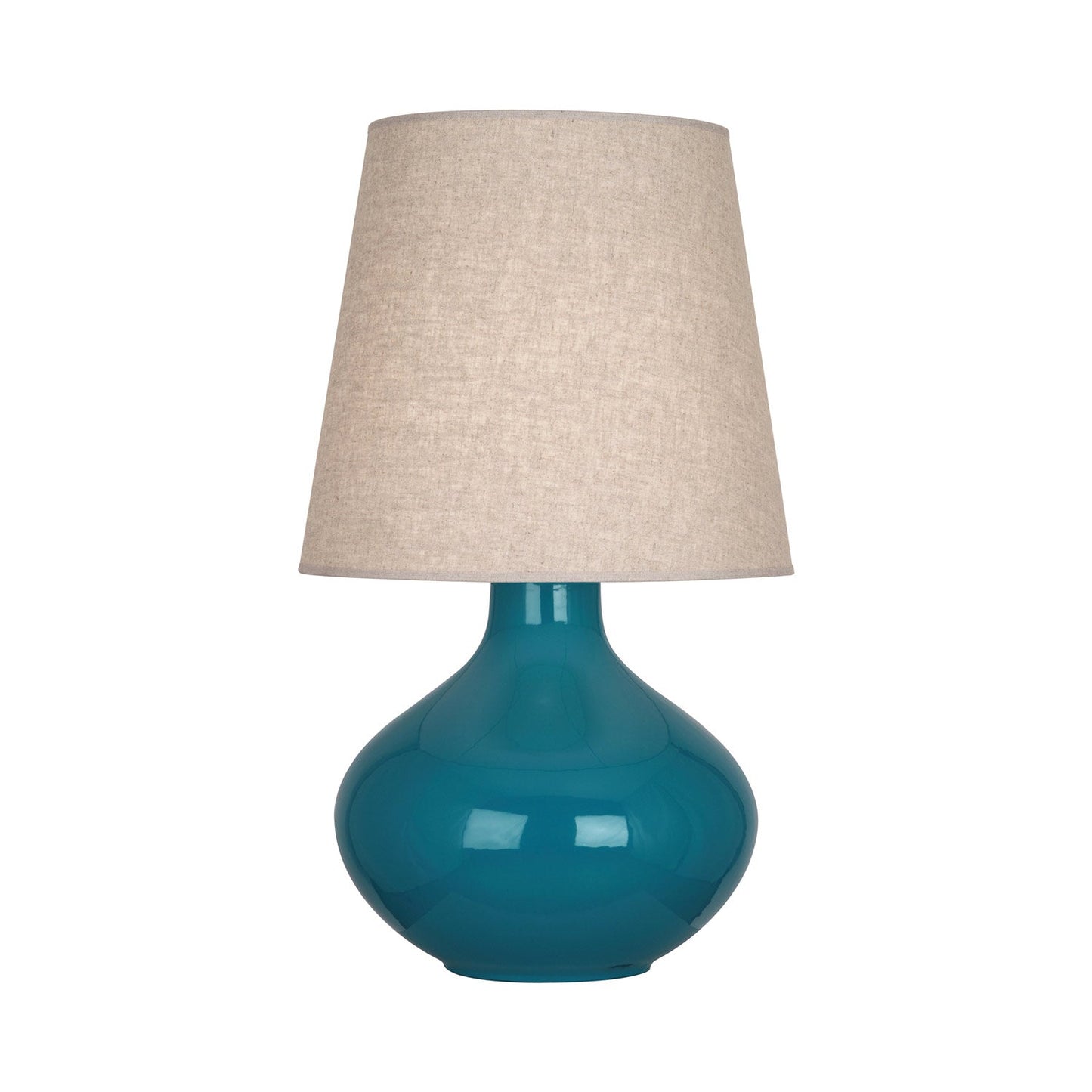 June Table Lamp in Peacock/Buff Linen (Large).