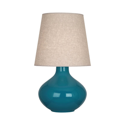 June Table Lamp in Peacock/Buff Linen (Large).