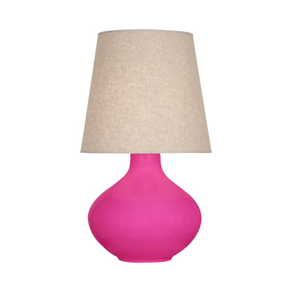 June Table Lamp in Razzle Rose/Buff Linen (Large).