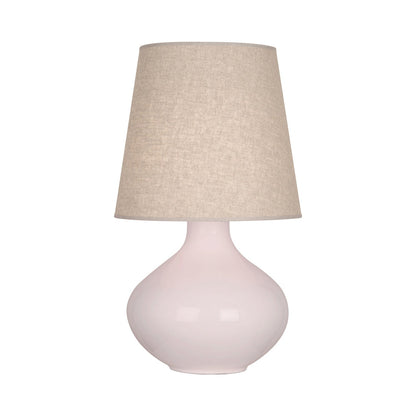 June Table Lamp in Rose Water/Buff Linen (Large).