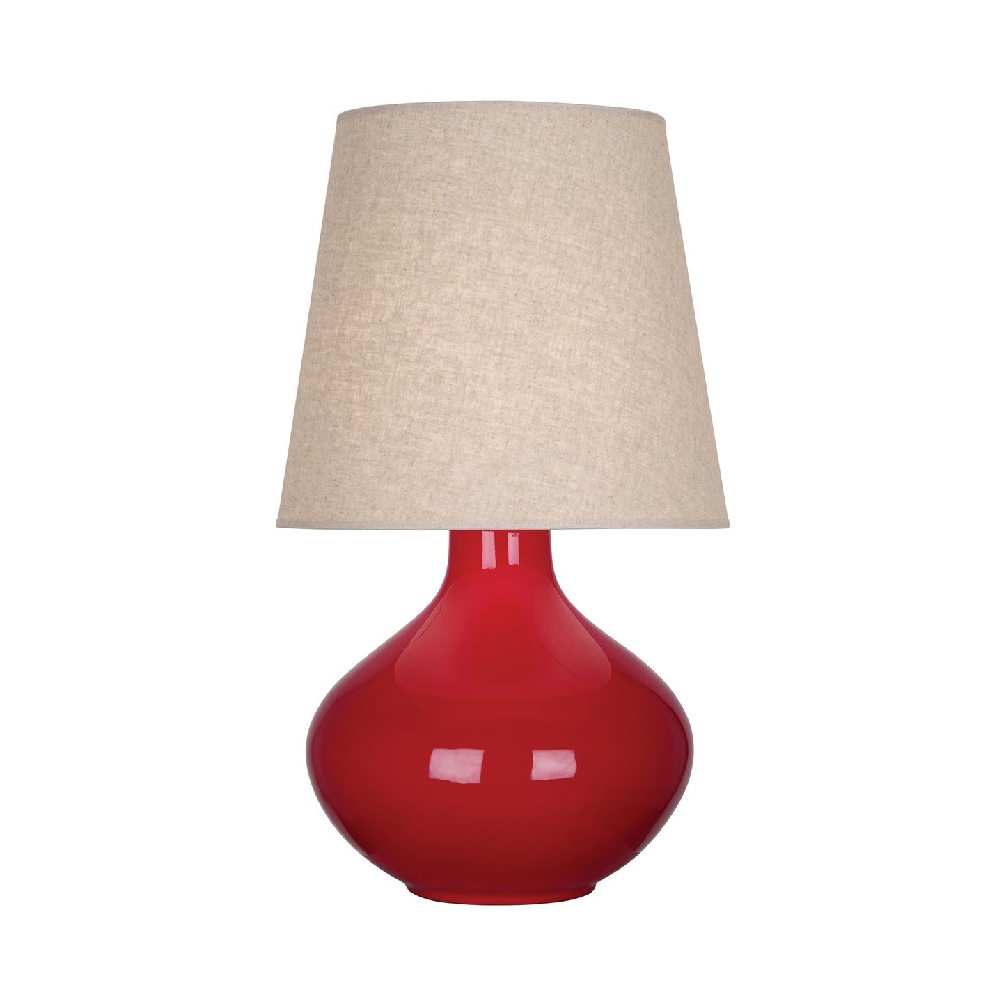 June Table Lamp in Ruby Red/Buff Linen (Large).