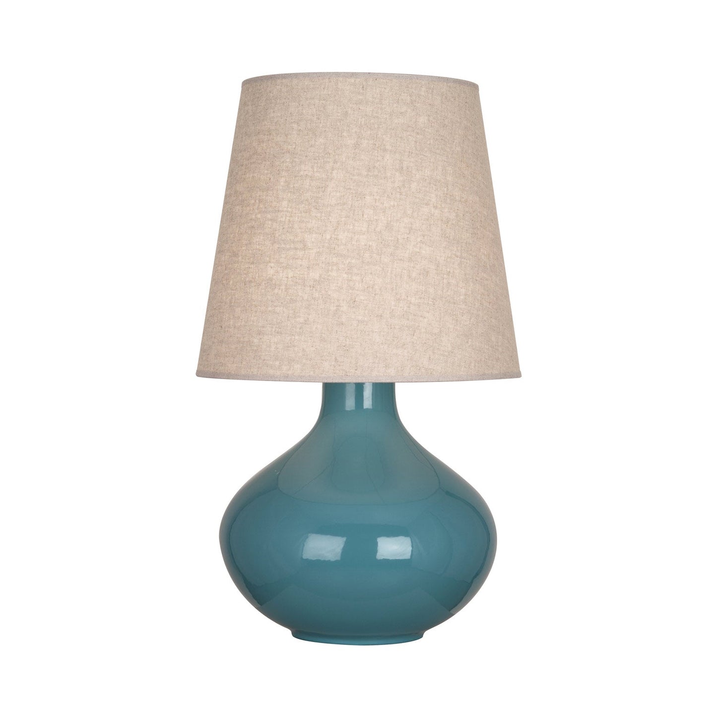 June Table Lamp in Steal Blue/Buff Linen (Large).
