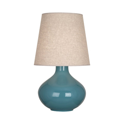 June Table Lamp in Steal Blue/Buff Linen (Large).