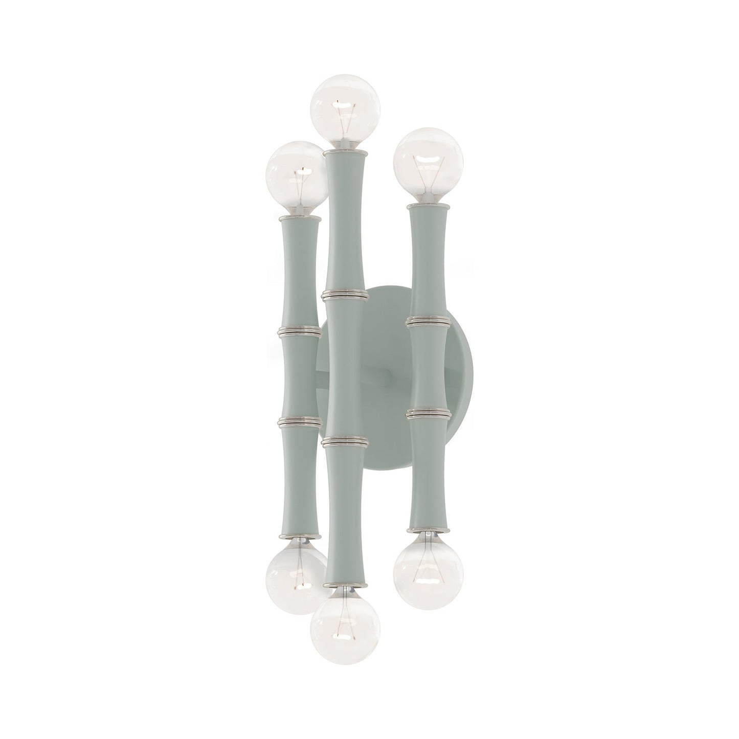Kane Multi Light Wall Light in Matte Celadon/Polished Nickel.