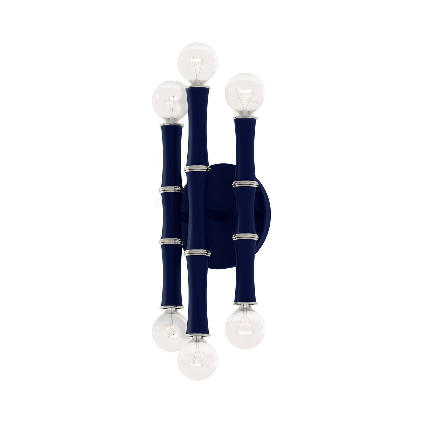 Kane Multi Light Wall Light in Matte Midnight Blue/Polished Nickel.