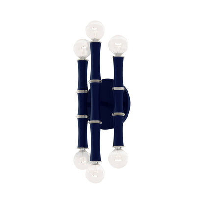Kane Multi Light Wall Light in Matte Midnight Blue/Polished Nickel.