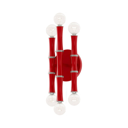 Kane Multi Light Wall Light in Ruby Red/Polished Nickel.