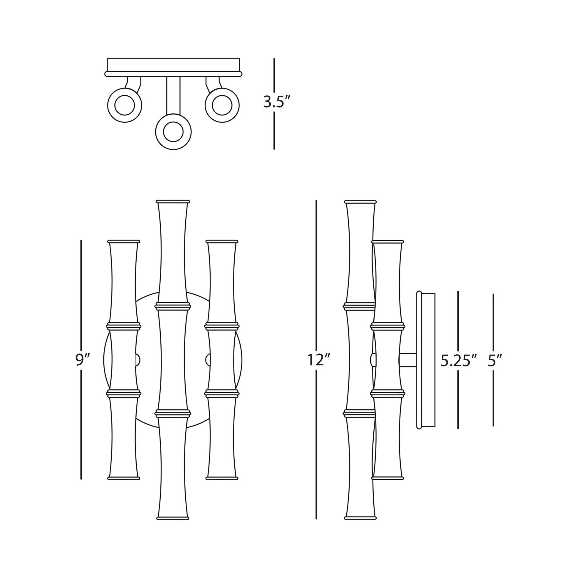 Kane Multi Light Wall Light - line drawing.