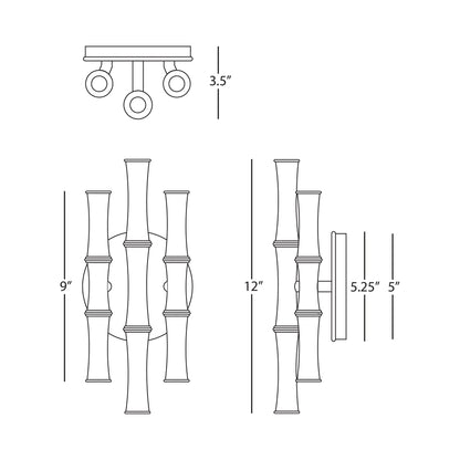 Kane Multi Light Wall Light - line drawing.