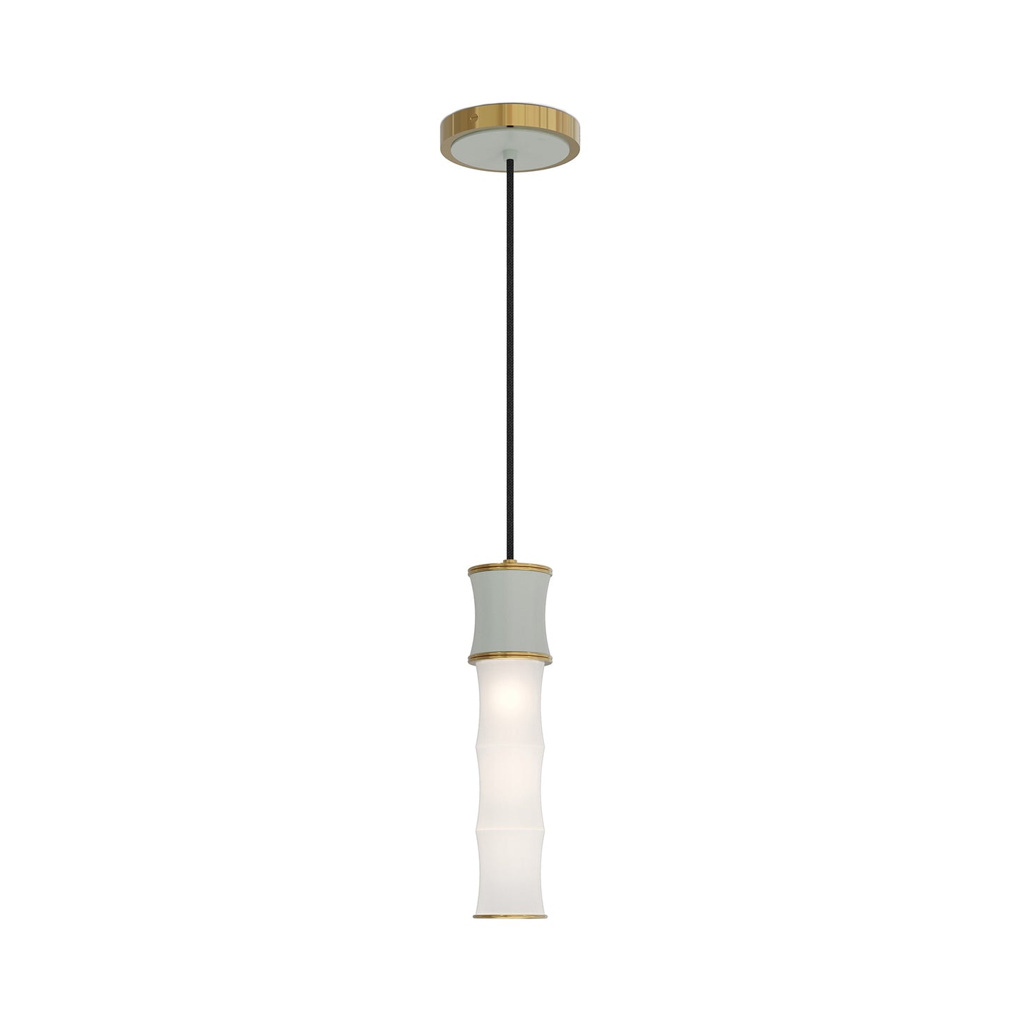 Kane Pendant Light in Matte Celadon/Modern Brass.
