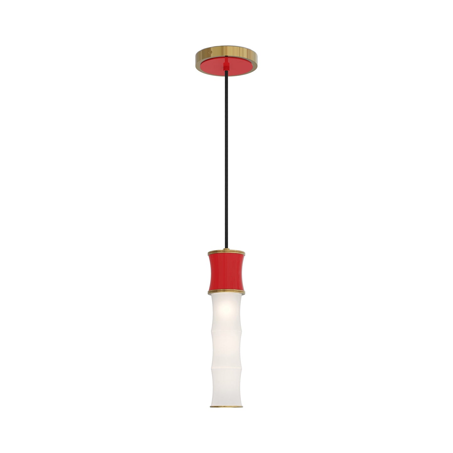 Kane Pendant Light in Ruby Red/Modern Brass.