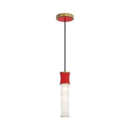 Kane Pendant Light in Ruby Red/Modern Brass.