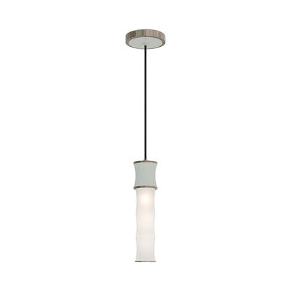 Kane Pendant Light in Celadon/Polished Nickel.