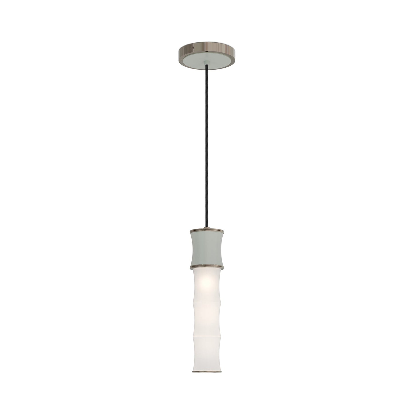 Kane Pendant Light in Matte Celadon/Polished Nickel.