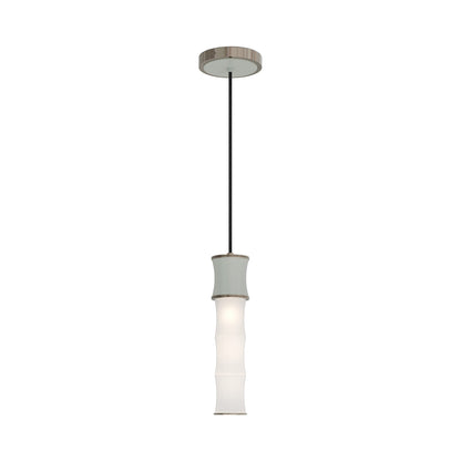 Kane Pendant Light in Matte Celadon/Polished Nickel.