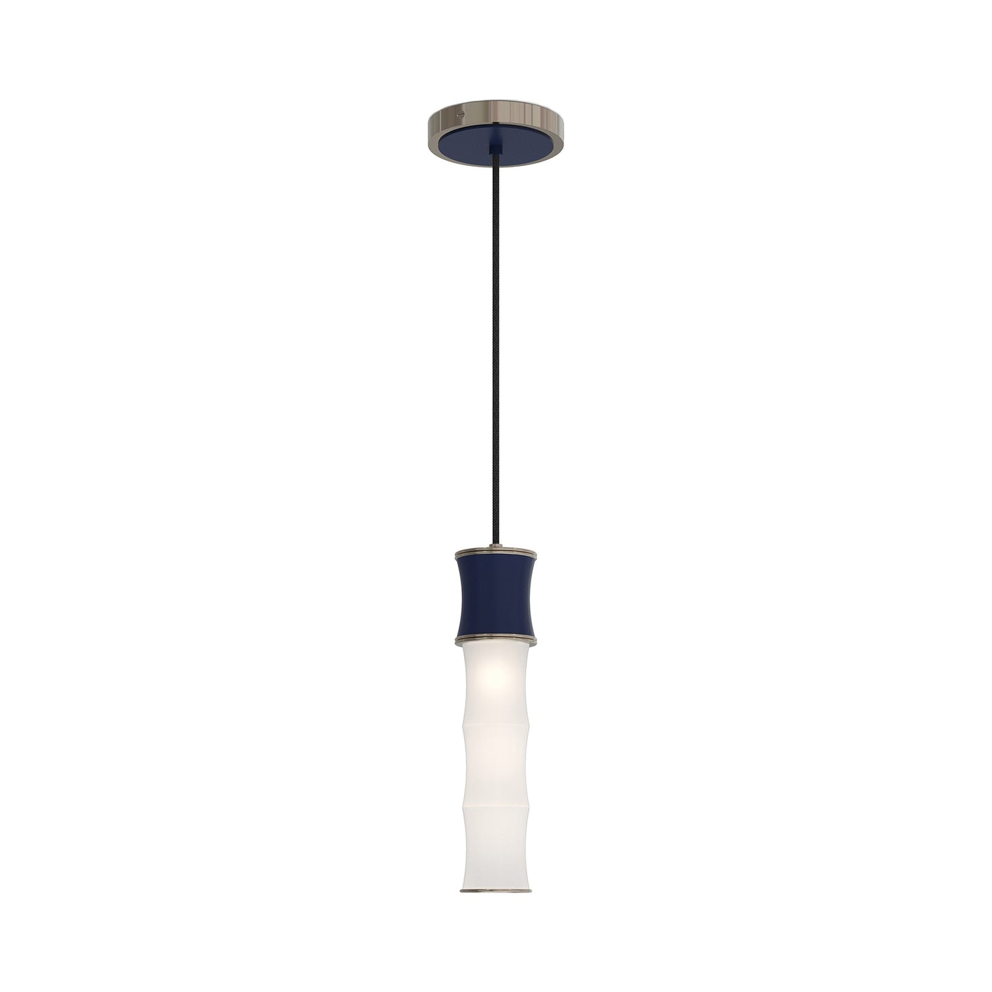 Kane Pendant Light in Matte Midnight Blue/Polished Nickel.