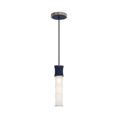 Kane Pendant Light in Matte Midnight Blue/Polished Nickel.