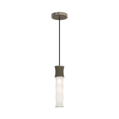 Kane Pendant Light in Matte Smokey Taupe/Polished Nickel.