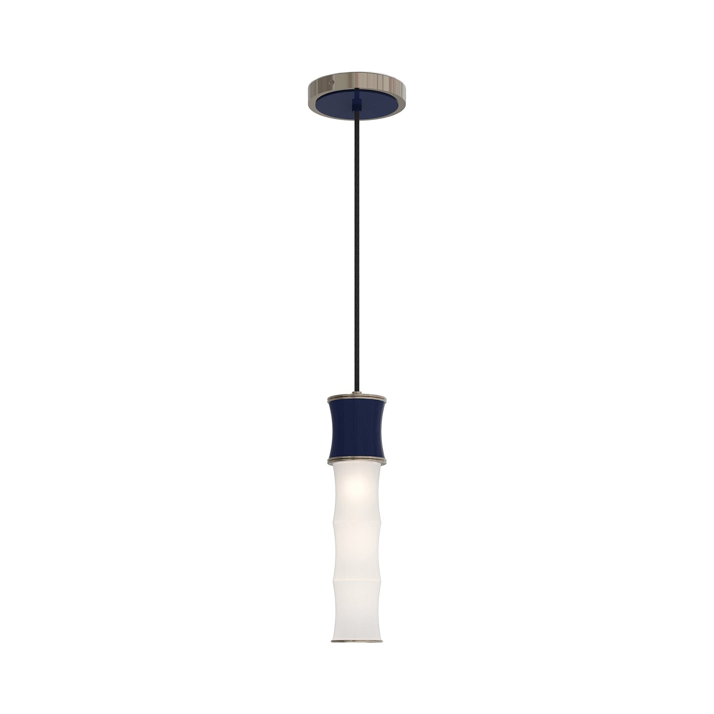 Kane Pendant Light in Midnight Blue/Polished Nickel.