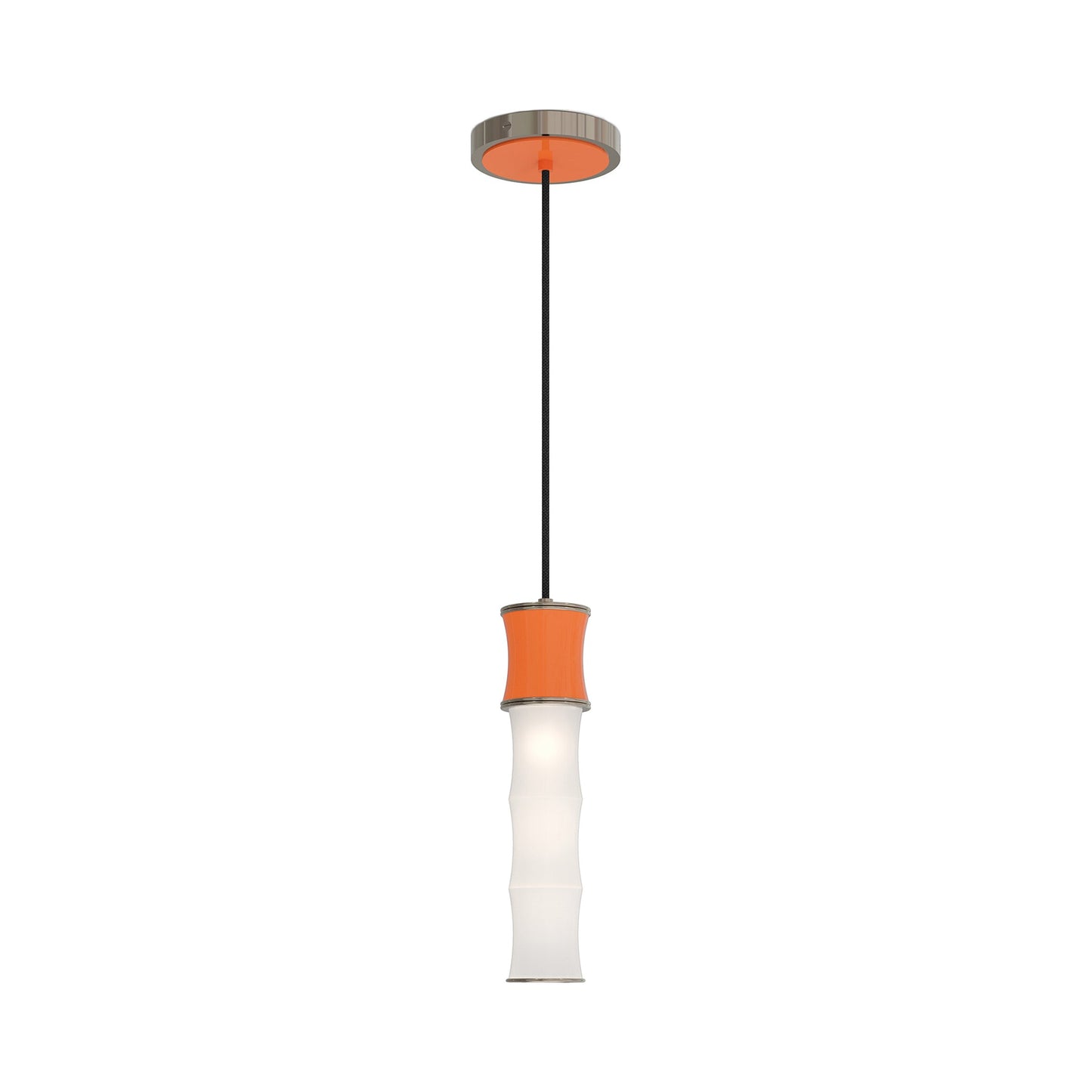 Kane Pendant Light in Pumpkin/Polished Nickel.
