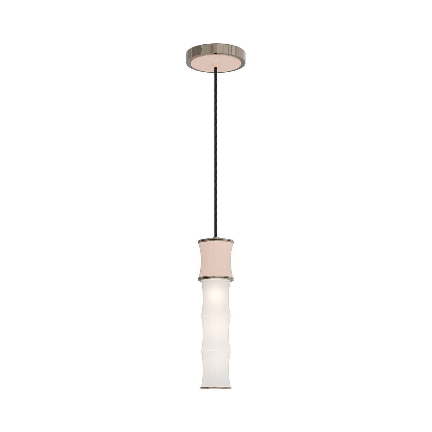 Kane Pendant Light in Rose Water/Polished Nickel.