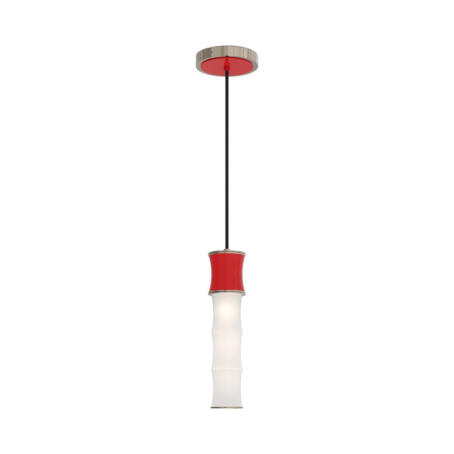 Kane Pendant Light in Ruby Red/Polished Nickel.