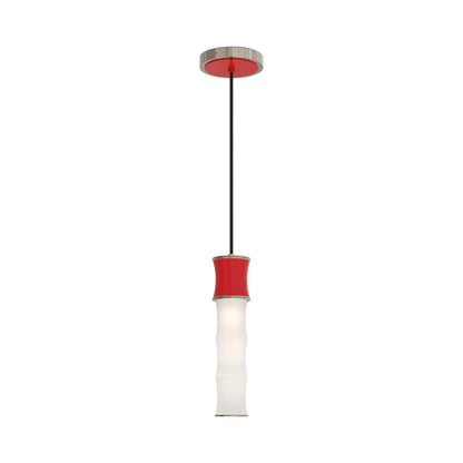 Kane Pendant Light in Ruby Red/Polished Nickel.