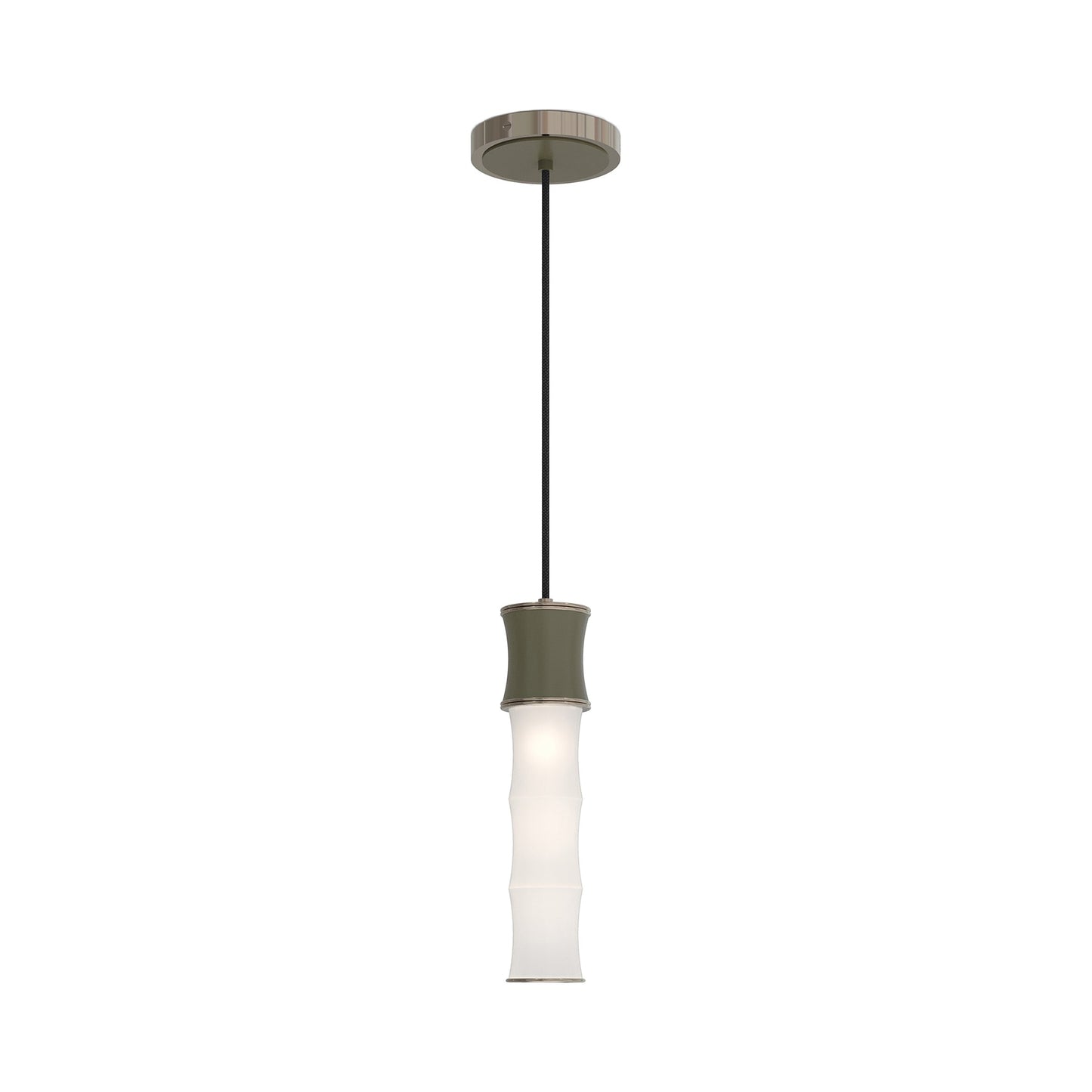Kane Pendant Light in Smokey Taupe/Polished Nickel.