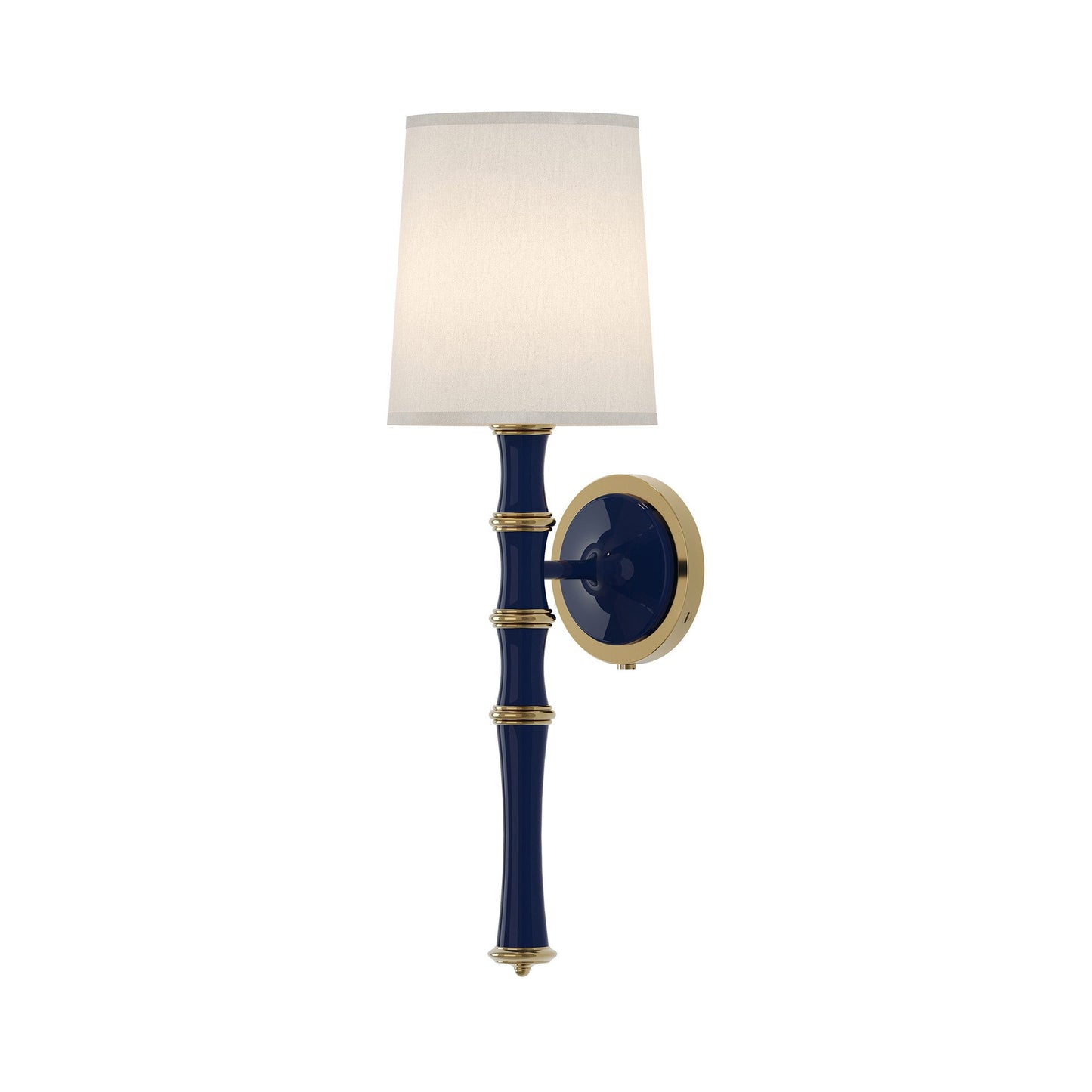 Kane Single Wall Light in Midnight Blue/Modern Brass/Ascot White.
