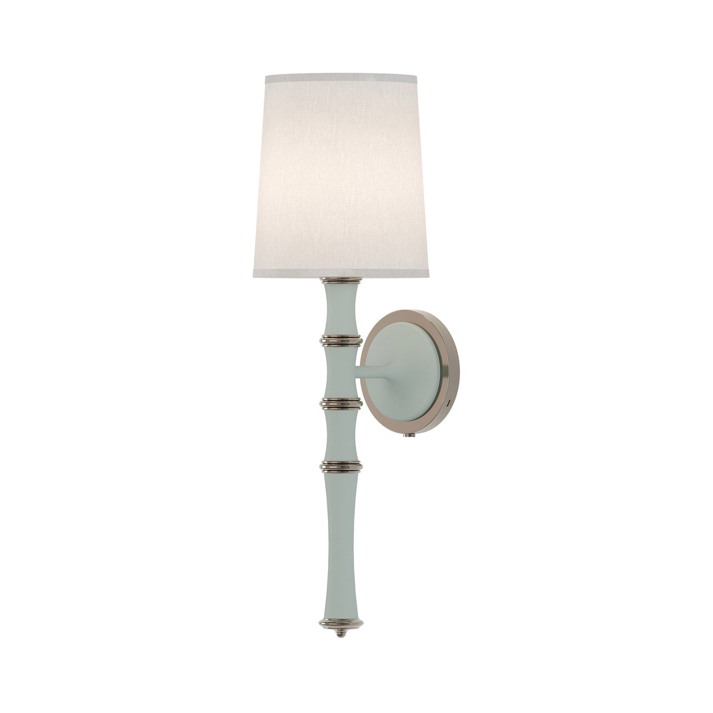 Kane Single Wall Light in Matte Celadon/Polished Nickel/Ascot White.