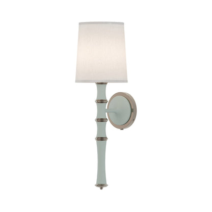 Kane Single Wall Light in Matte Celadon/Polished Nickel/Ascot White.