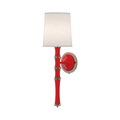 Kane Single Wall Light in Ruby Red/Polished Nickel/Ascot White.