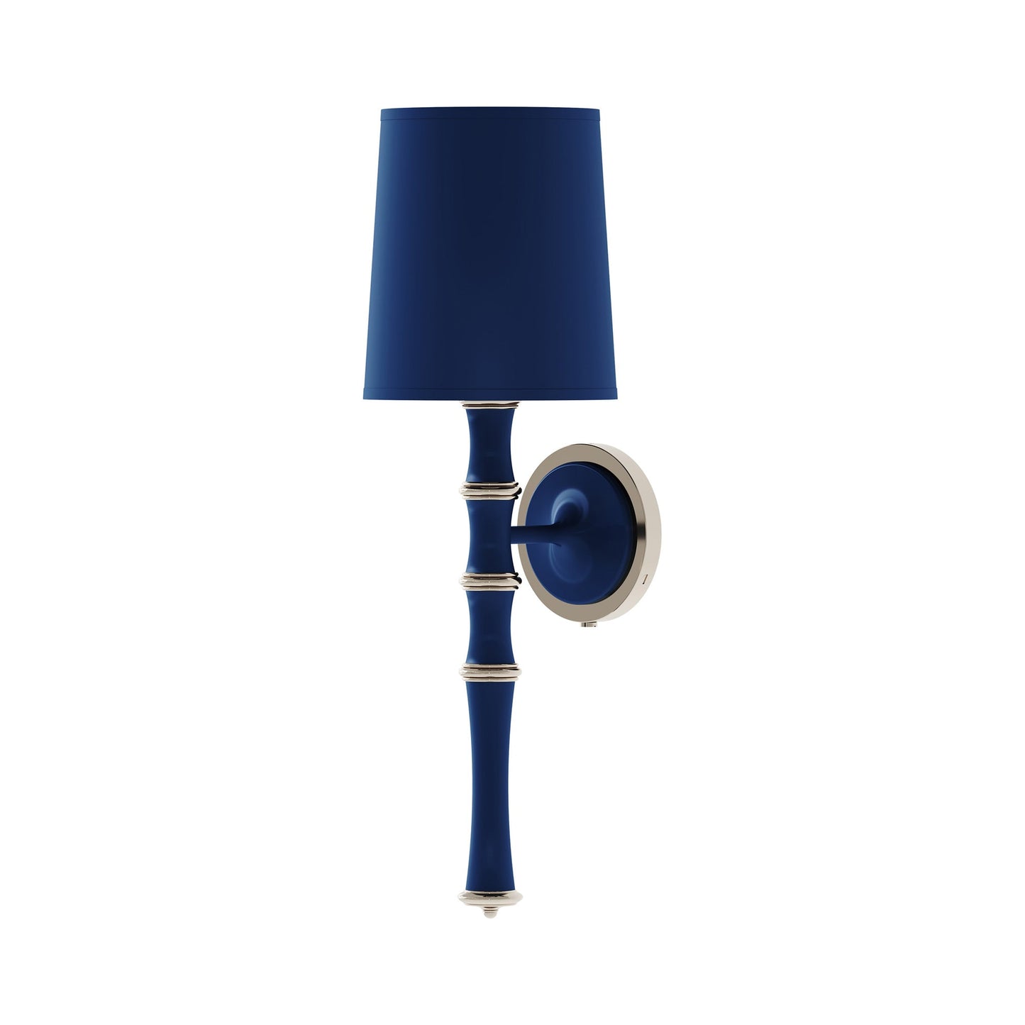 Kane Single Wall Light in Matte Midnight Blue/Polished Nickel/Matte Midnight Blue.